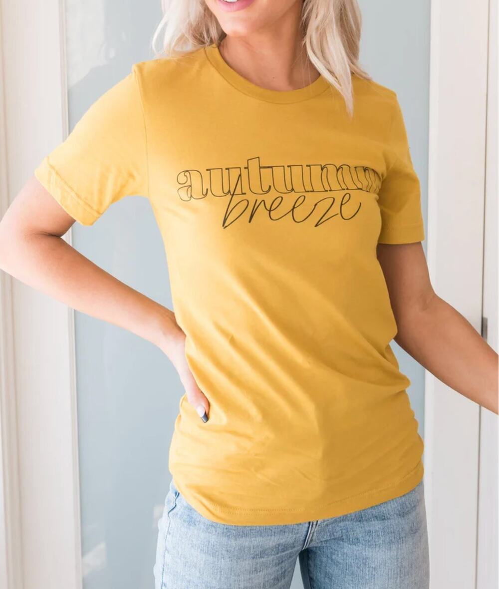 Bella Canvas Autumn Breeze Graphic Tee in Mustard Color Sz L NWT